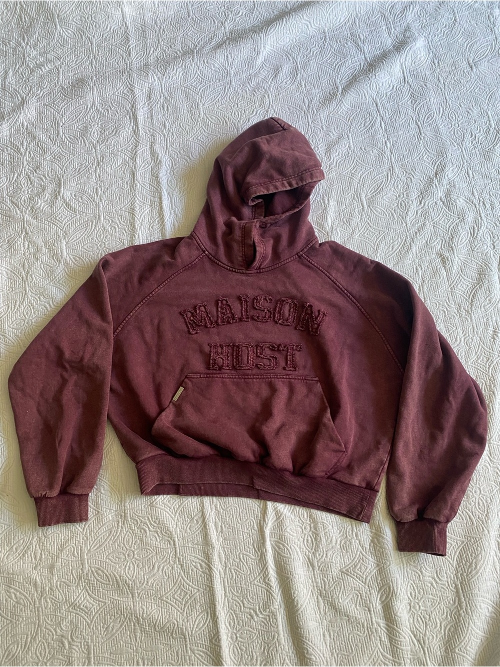 Maison Bust Maroon Hooded Sweatshirt Cozy Pullover